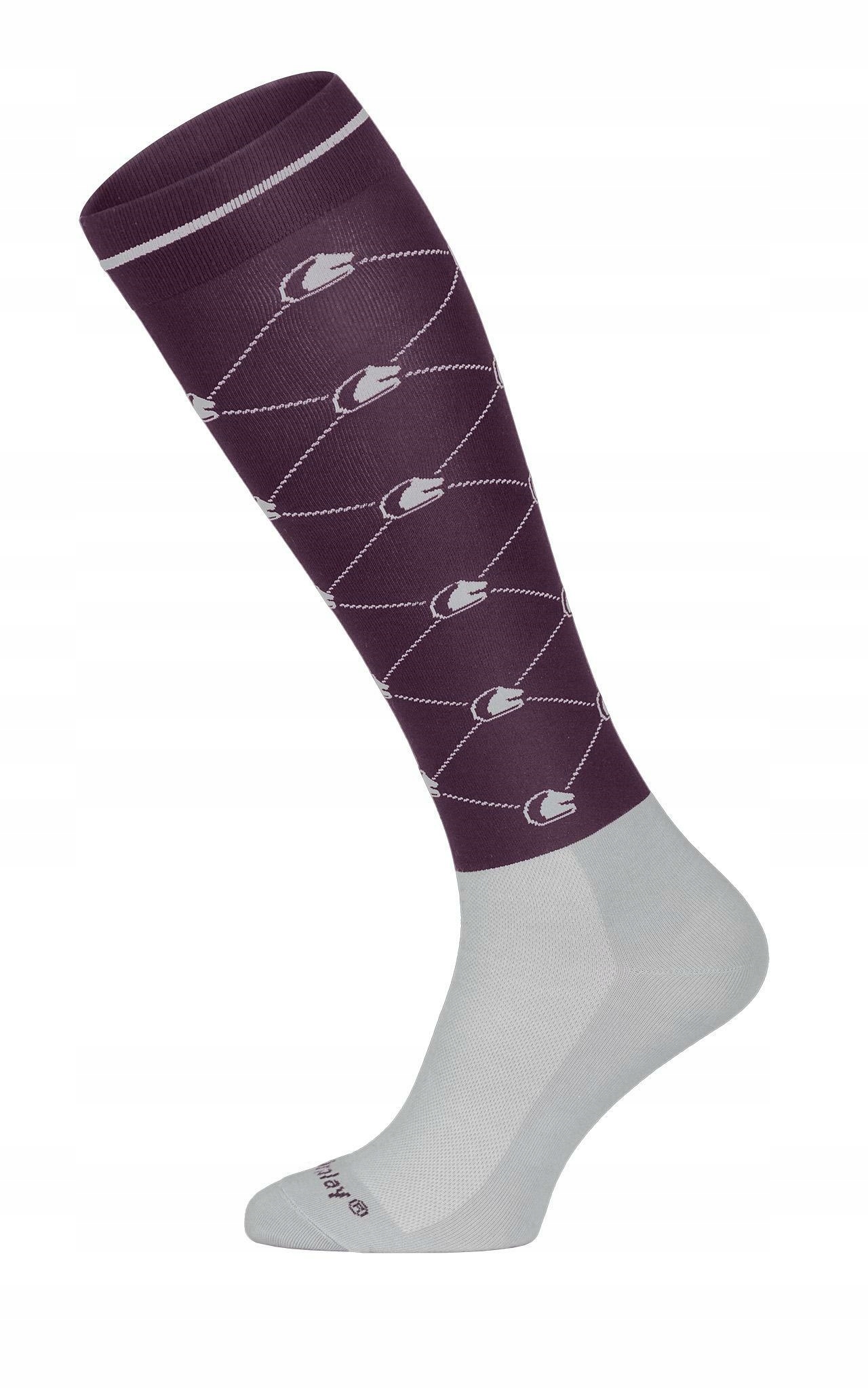 Podkolanówki FP LOGO 2.0 jagodowy-szary S/M (35-41) jeździeckie